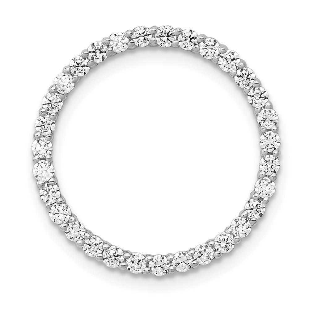 14k White Gold 5/8 carat Diamond Circle Chain Slide, 0.62 ct, 17 x 17 mm