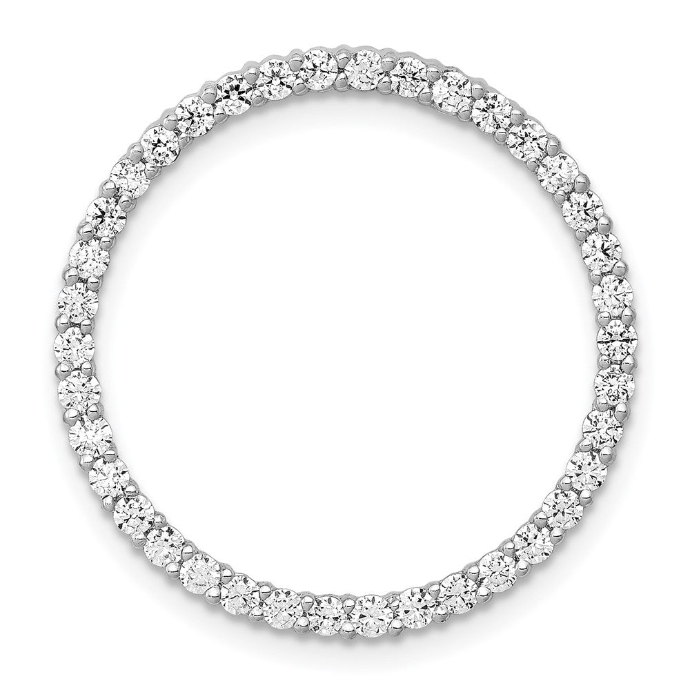 14k White Gold 3/4 carat Lab Grown Diamond VS/SI+ G+ Circle Chain Slide Pendant, 0.76 ct, 22.75 x 22.6 mm