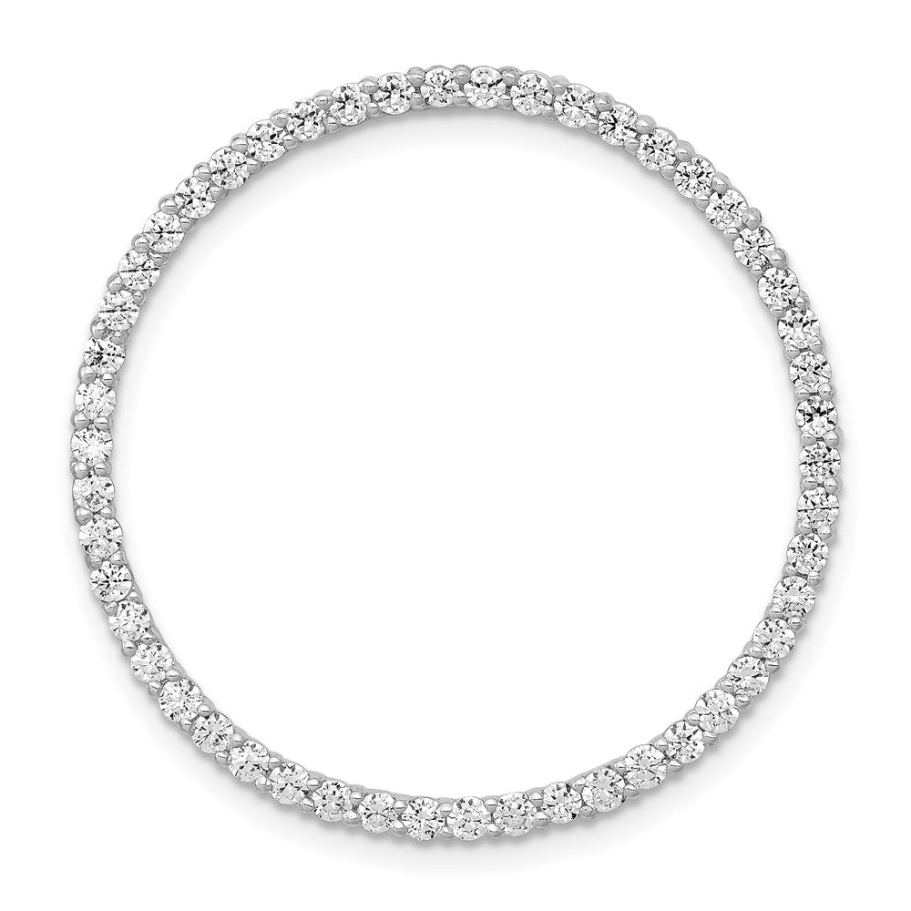 14k White Gold 1 carat Diamond Circle Chain Slide, 29.6 x 29.6 mm