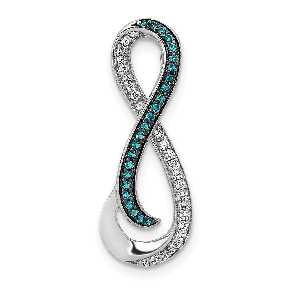 14k White Gold 1/5 carat White and Blue Diamond Infinity Chain Slide, 0.22 ct