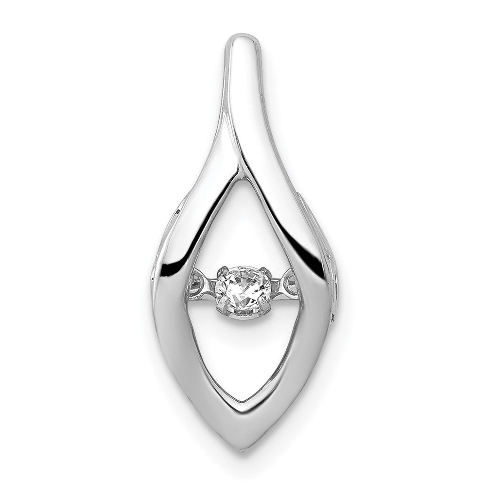 14k White Gold 1/10 carat Moving Diamond Slide Fits up to 2mm Regular/3mm Fancy or Reversible Omega, 0.1 ct