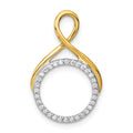 14k Two-tone 1/10 carat Diamond Fancy Circle Chain Slide, 0.1 ct, 21.8 x 31.25 mm
