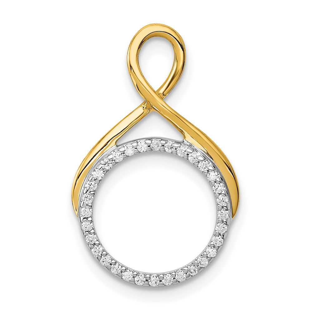 14k Two-tone 1/10 carat Diamond Fancy Circle Chain Slide, 0.1 ct, 21.8 x 31.25 mm