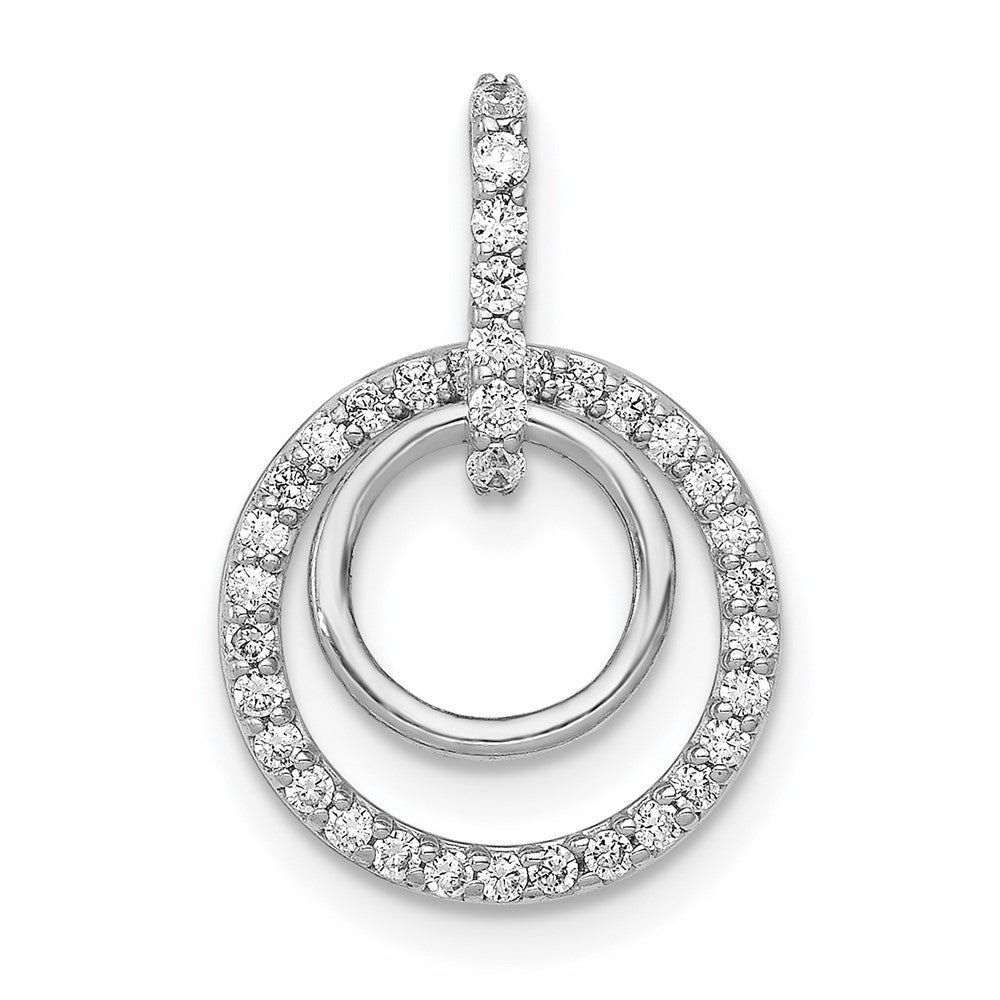 14k White Gold 1/4 carat Diamond Double Circle Dangle Pendant, 0.244 ct, 18.55 x 12.65 mm