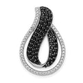 14k White Gold 1 carat Black and White Diamond Slide Fits up to 2mm Regular/4mm Fancy or Reversible Omega, 1.03 ct