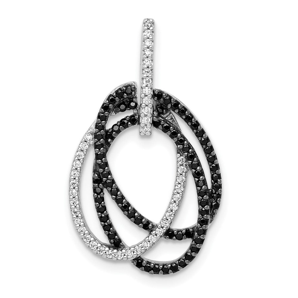 14k White Gold 1/3 carat White and Black Diamond Ovals Slide Fits up to 2mm Regular/4mm Fancy or Reversible Omega, 0.345 ct, 26 x 15.5 mm