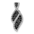 14k White Gold 1/3 carat White and Black Diamond Fancy Curve Chain Slide, 0.315 ct