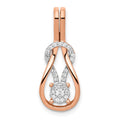 14k Rose Gold 1/6 carat Diamond Knot Slide Fits up to 2mm Regular/3mm Fancy or Reversible Omega, 0.147 ct, 25.1 x 9.7 mm