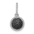 14k White Gold 1/3 carat White and Black Diamond Round Halo Cluster Pendant, 0.309 ct