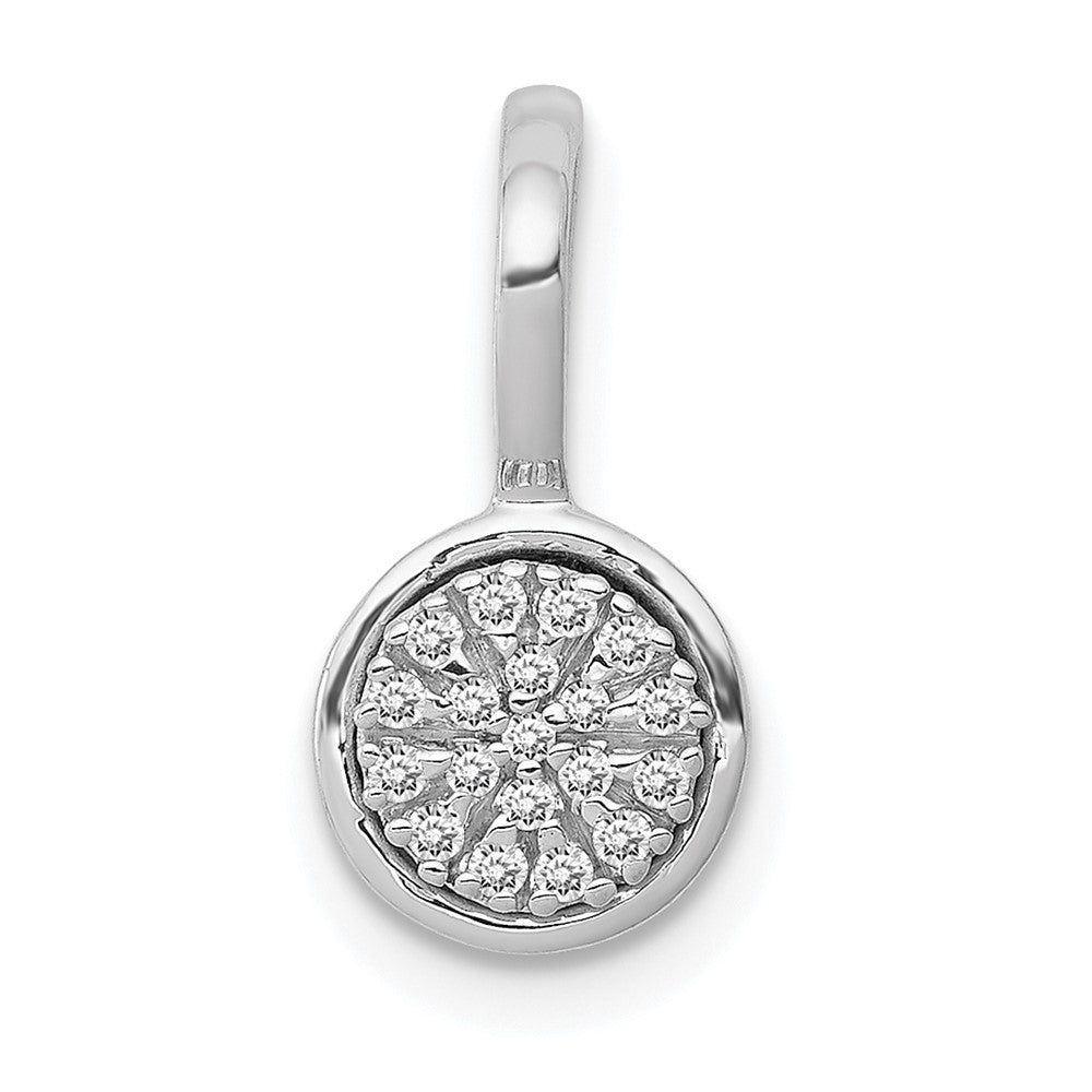 14k White Gold 1/10 carat Diamond Round Cluster Pendant, 0.088 ct