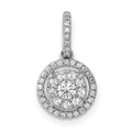 14k White Gold 1/4 carat Diamond Round Halo Cluster Pendant, 0.254 ct