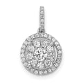 14k White Gold 1/2 carat Diamond Round Halo Cluster Pendant, 0.508 ct