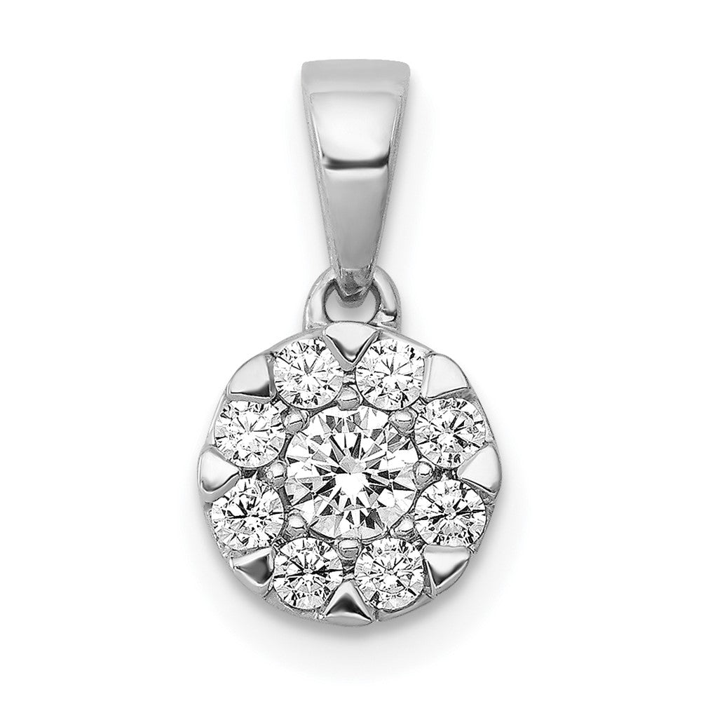 14k White Gold 1/3 carat Diamond Round Halo Pendant, 0.35 ct