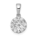 14k White Gold 1/2 carat Diamond Round Cluster Pendant, 0.5 ct