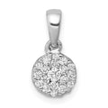 14k White Gold 1/4 carat Diamond Round Cluster Pendant, 0.272 ct, 15 x 7.25 mm