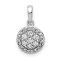 14k White Gold 1/4 carat Diamond Round Halo Cluster Pendant, 0.254 ct, 15.4 x 8.4 mm