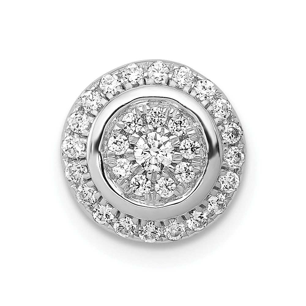 14k White Gold 1/3 carat Vibrant Moving Diamond Circle Halo Chain Slide, 0.317 ct
