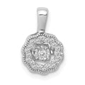 14k White Gold 1/10 carat Vibrant Moving Diamond Halo Pendant, 0.1 ct