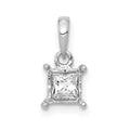 14k White Gold 1/5 carat Princess Diamond Square Pendant, 0.2 ct