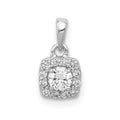 14k White Gold 1/3 carat Diamond Square Halo Cluster Pendant, 0.296 ct