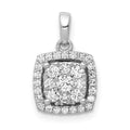 14k White Gold 1/2 carat Diamond Square Halo Cluster Pendant, 0.492 ct