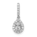 14k White Gold 1/4 carat Lab Grown Diamond VS/SI+ G+ Complete Teardrop Dangle Pendant, 0.257 ct, 16.55 x 6 mm