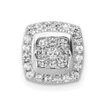 14k White Gold 1/3 carat Diamond Square Halo Cluster Chain Slide, 0.33 ct, 10.2 x 9.55 mm