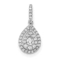 14k White Gold 1/4 carat Diamond Halo Teardrop Pendant, 0.242 ct, 17.45 x 8.1 mm