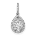 14k White Gold 1/3 carat Diamond Halo Teardrop Pendant, 0.34 ct, 17.45 x 8.1 mm