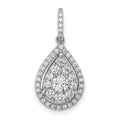 14k White Gold 1/2 carat Diamond Halo Teardrop Pendant, 0.507 ct, 20.5 x 9.35 mm