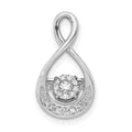 14k White Gold 1/10 carat Vibrant Moving Diamond Teardrop Chain Slide, 0.101 ct