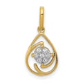 14k Polished 1/15 carat Diamond Teardrop Slide Fits up to 2mm Regular/3mm Fancy or Reversible Omega, 0.06 ct
