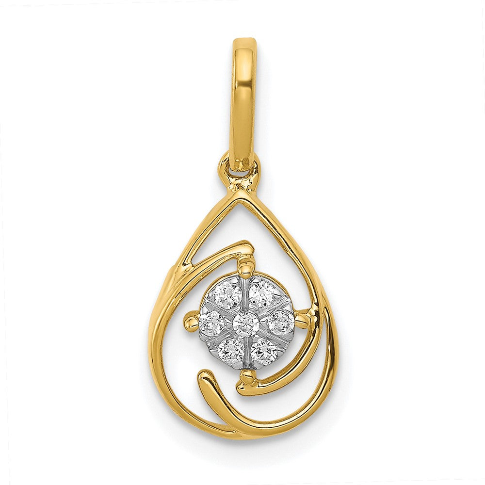 14k Polished 1/15 carat Diamond Teardrop Slide Fits up to 2mm Regular/3mm Fancy or Reversible Omega, 0.06 ct