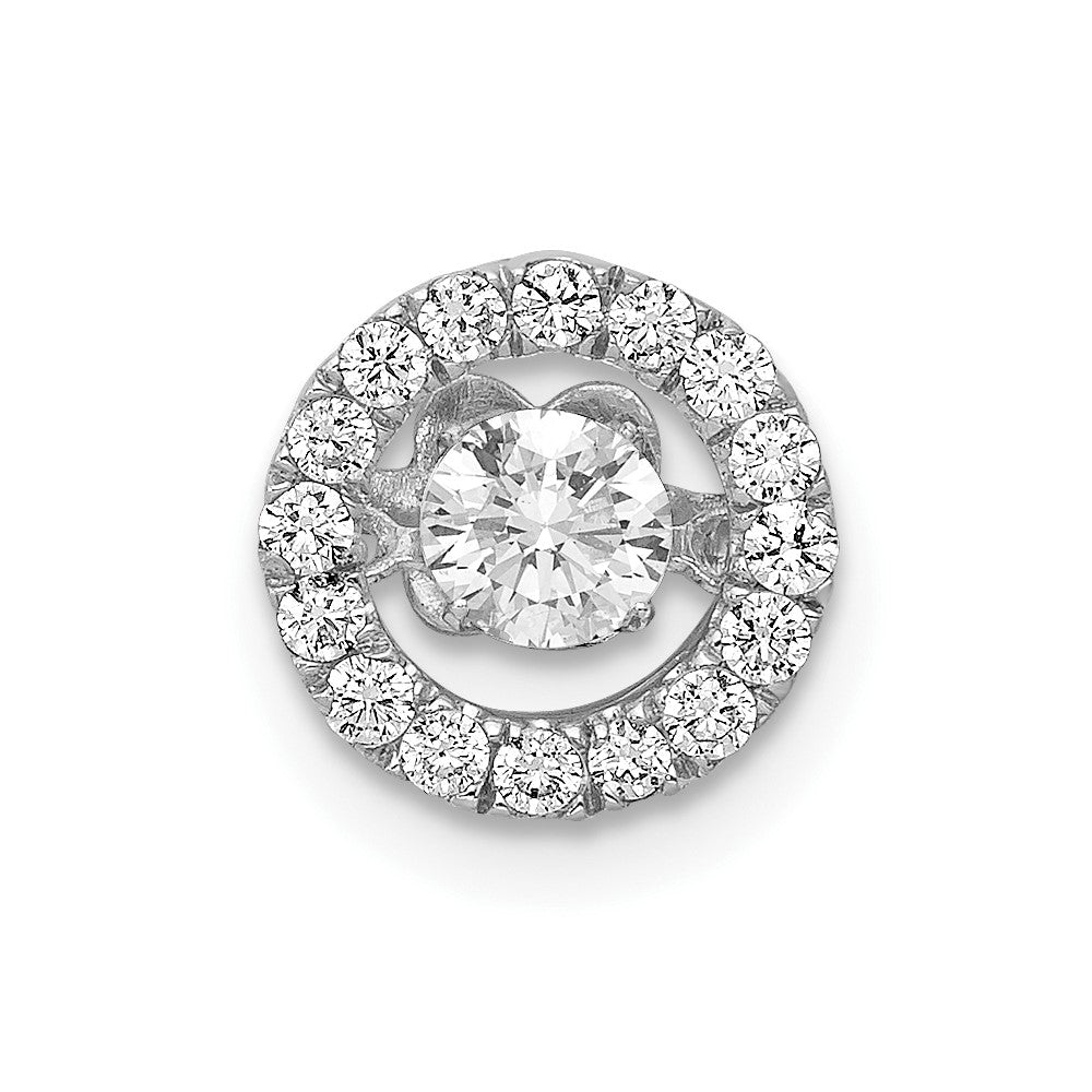 14k White Gold 3/8 carat Lab Grown Diamond VS/SI+ G+ Complete Vibrant Chain Slide Pendant, 0.416 ct, 8.65 x 8.65 mm