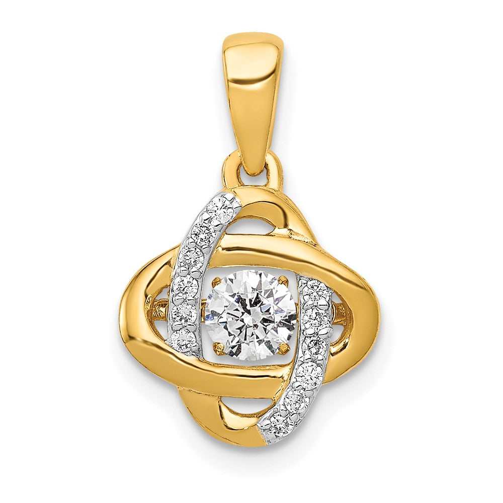 14k Polished 1/3 carat Vibrant Moving Diamond Fancy Knot Pendant, 0.322 ct, 18.8 x 11.3 mm