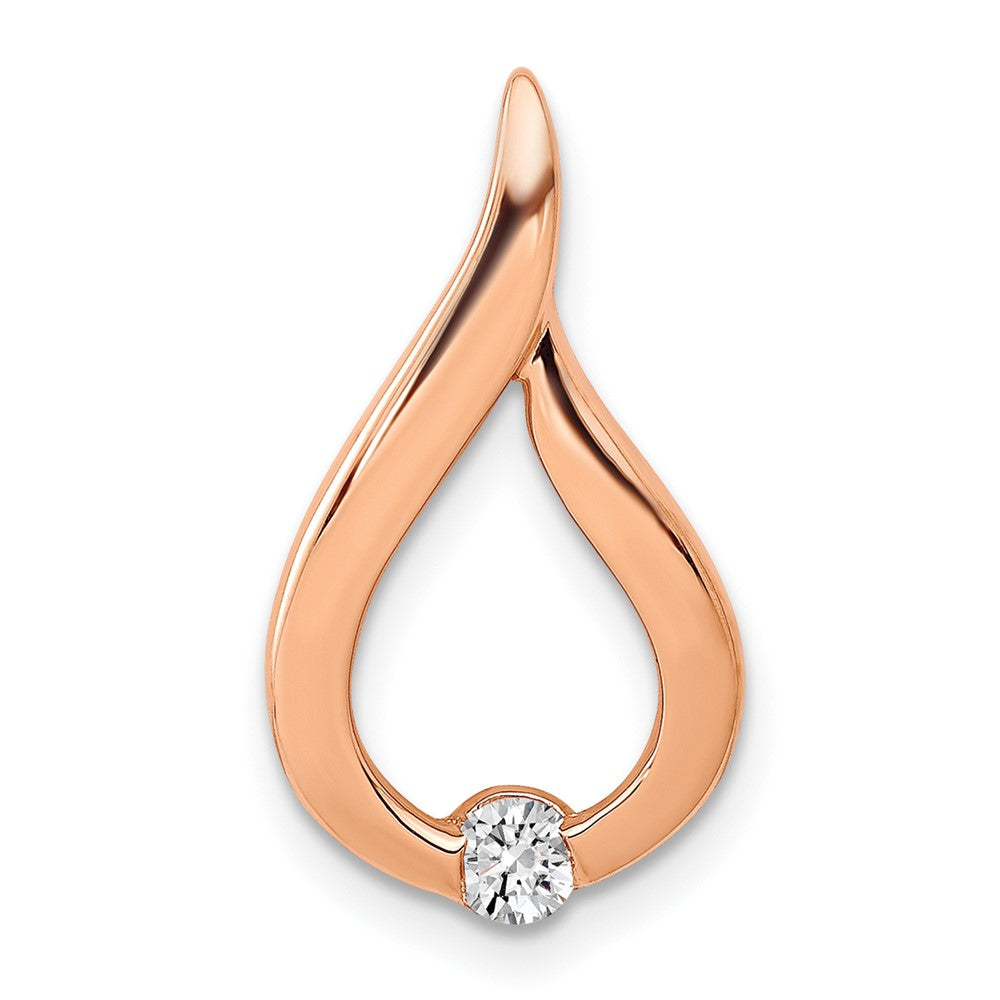 14k Rose Gold 1/10 carat Diamond Teardrop Chain Slide, 0.1 ct