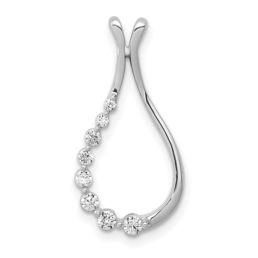 14k White Gold 1/6 carat Lab Grown Diamond VS/SI+ G+ Teardrop Chain Slide Pendant, 0.17 ct, 21.6 x 10.6 mm