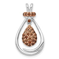 14k White Gold with Rose Rhodium 1/4 carat Champagne Diamond Teardrop Chain Slide, 0.28 ct