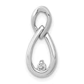 14k White Gold 1/20 carat Diamond Double Teardrop Chain Slide, 0.05 ct