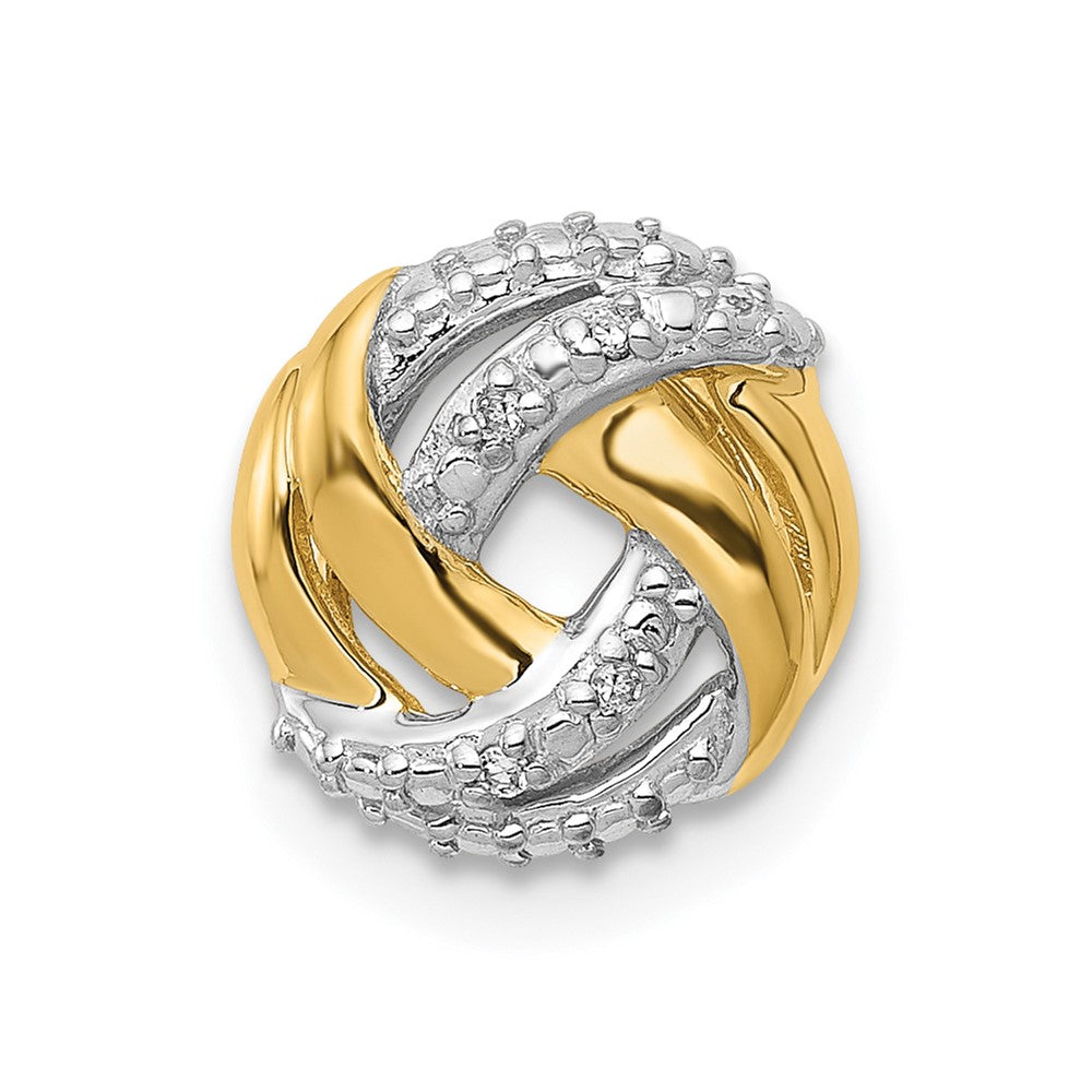 14k and White Rhodium .02 carat Diamond Knot Chain Slide, 0.012 ct
