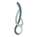 14k White Gold 1/4 carat Blue and White Diamond Fancy Chain Slide, 0.25 ct