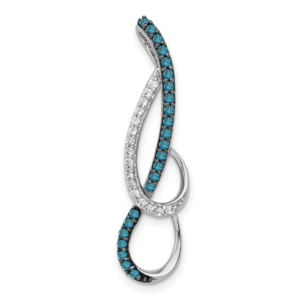 14k White Gold 1/4 carat Blue and White Diamond Fancy Chain Slide, 0.25 ct