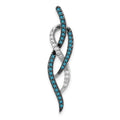 14k White Gold 1/3 carat Blue and White Diamond Fancy Chain Slide, 0.33 ct