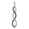 14k White Gold 1/4 carat Black and White Diamond Twisted Pendant, 0.254 ct