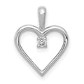 14k White Gold .03 carat AA Diamond Heart Pendant, 0.028 ct, 16.2 x 12.5 mm