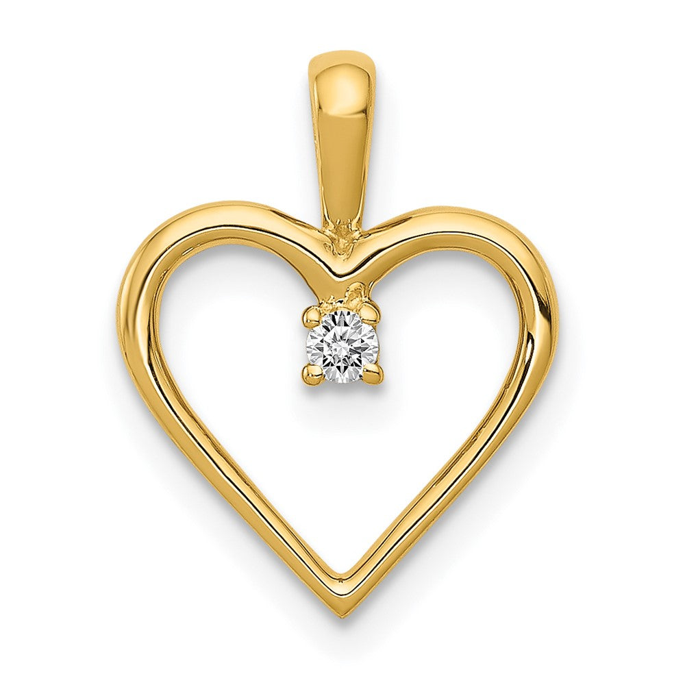 14k .03 carat AA Diamond Heart Pendant, 0.028 ct, 16.2 x 12.5 mm