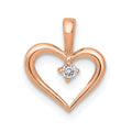 14k Rose Gold .02 carat AA Diamond Heart Pendant, 0.02 ct, 12.5 x 10 mm