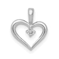 14k White Gold .02 carat AA Diamond Heart Pendant, 0.02 ct, 12.5 x 10 mm