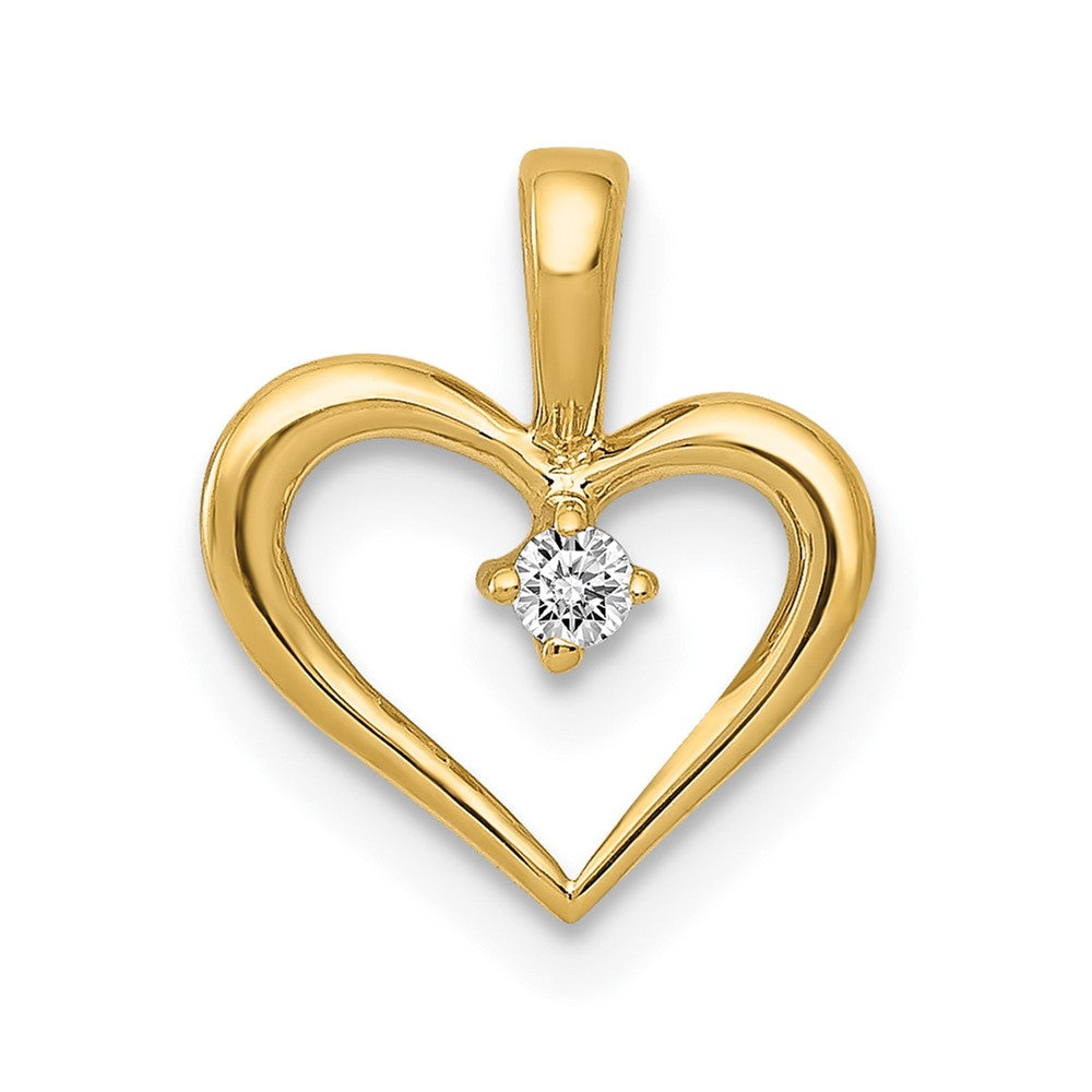 14k .02 carat AA Diamond Heart Pendant, 0.02 ct, 12.5 x 10 mm
