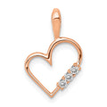 14k Rose Gold 1/20 carat AA Diamond Heart Pendant, 0.051 ct, 16 x 10.5 mm